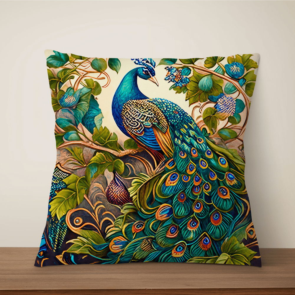 Klassisk oljemålning Peacock kuddfodral